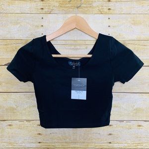 Topshop Tops - Topshop Crop Top Black Stretch Black Size 4 Topshop Tops - Topshop Crop Top Black Stretch Black Size 4